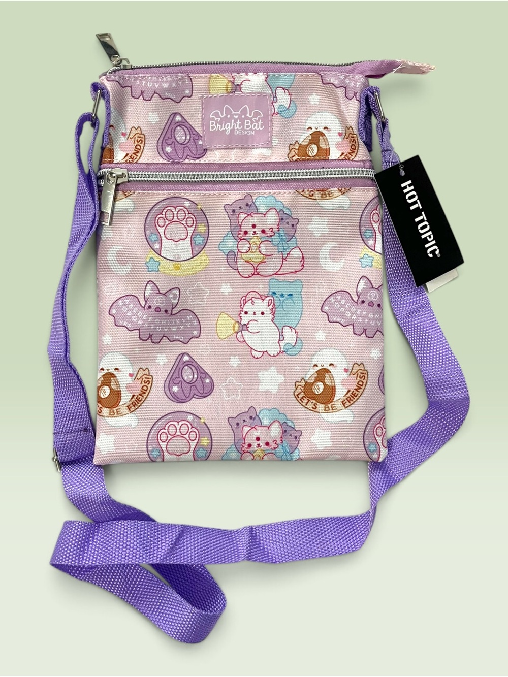 NWT Bright Bat by Hot Topic Passport Crossbody Bag Kawaii Halloween Pastel Goth